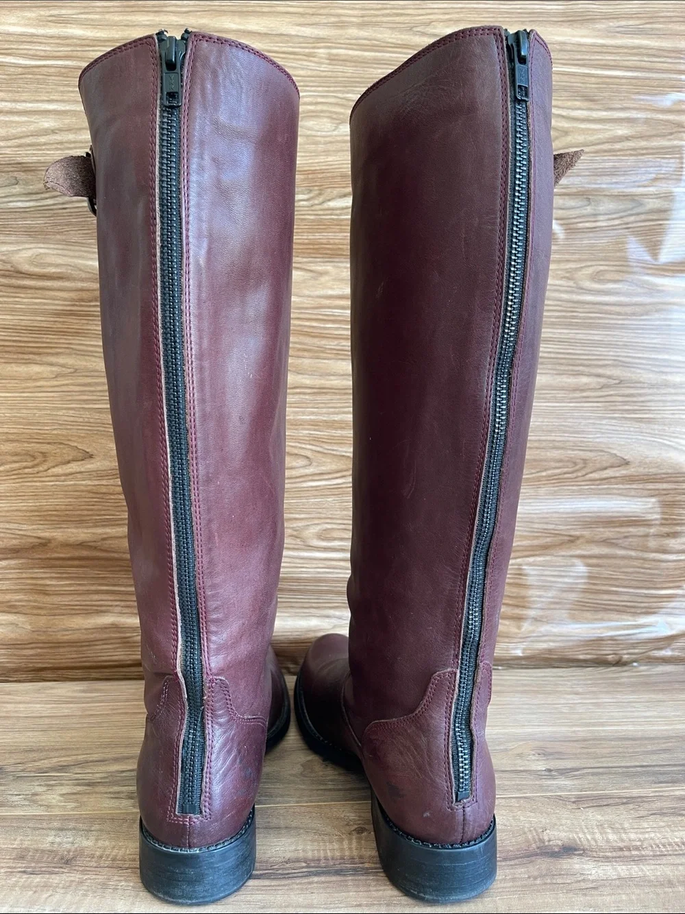 Pre-owned Steve Madden Over-the-Knee Leather Boots in Burgundy size 9.5M